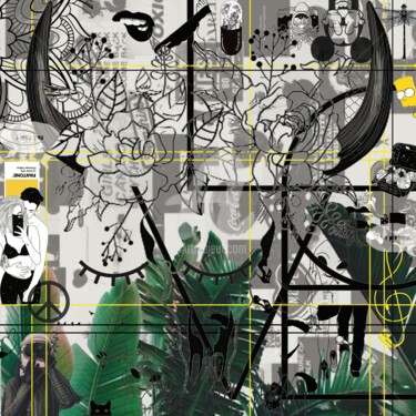 Collages intitulée "COLLAGE GREEN" par Océane Lauwereins, Œuvre d'art originale