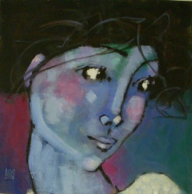 Painting titled "regard de femme 2" by Odile Chodkiewicz, Original Artwork, Oil