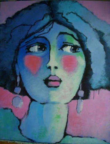 Malerei mit dem Titel "regard de femme 3" von Odile Chodkiewicz, Original-Kunstwerk, Acryl