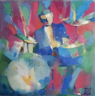 Painting titled "Le batteur" by Odile Chodkiewicz, Original Artwork, Oil