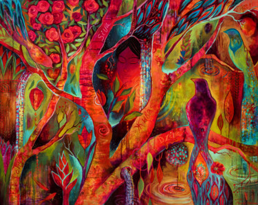 Malerei mit dem Titel "Tree of Zhiva" von Marianna Ochyra, Original-Kunstwerk, Acryl