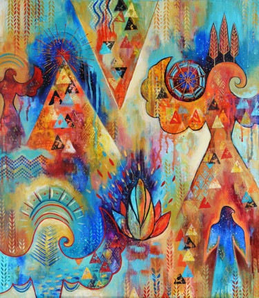 Peinture intitulée "World creation. Dan…" par Marianna Ochyra, Œuvre d'art originale, Acrylique