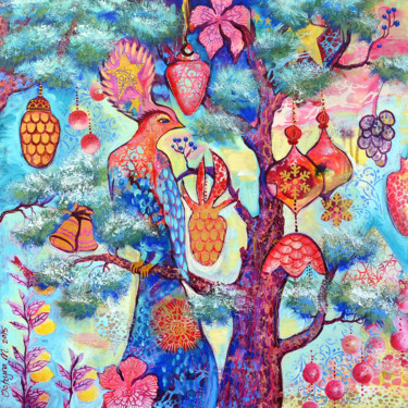 Картина под названием "Bird of happiness" - Marianna Ochyra, Подлинное произведение искусства, Акрил