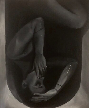 Ζωγραφική με τίτλο "Le Bain" από Octavia Sellier, Αυθεντικά έργα τέχνης, Λάδι Τοποθετήθηκε στο Ξύλινο φορείο σκελετό