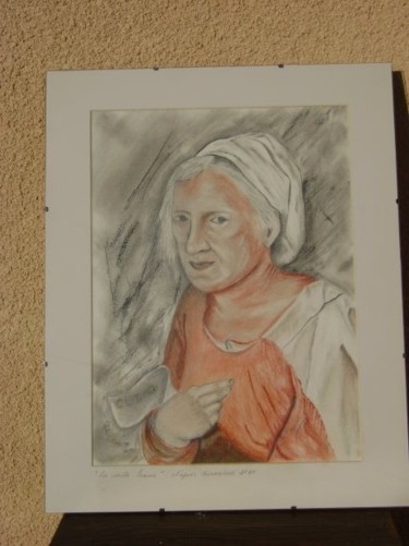 Dessin intitulée "la vieille femme" par Daniel Campagne, Œuvre d'art originale