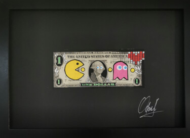 Painting titled "Money Pac" by Odart, Original Artwork, Acrylic Mounted on Wood Panel