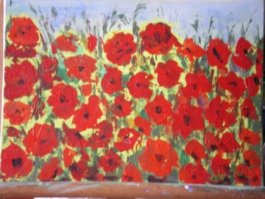 Painting titled "coquelicots plan ra…" by Ode, Original Artwork, Oil