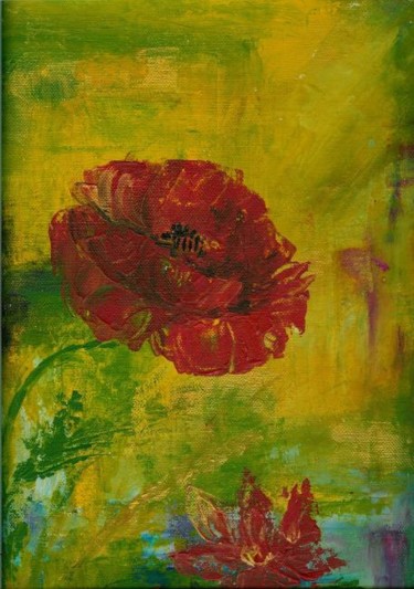 Peinture intitulée "COQUELICOT JAUNE" par Ode, Œuvre d'art originale, Huile