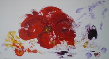 Painting titled "COQUELICOT SUR MA M…" by Ode, Original Artwork