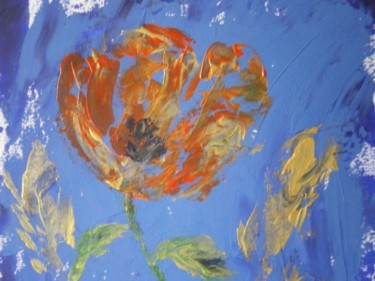 Painting titled "COQUELICOT SUR FOND…" by Ode, Original Artwork