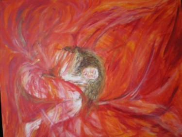 Peinture intitulée "Lovée à coeur" par Ode, Œuvre d'art originale