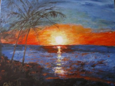 Peinture intitulée "Les deux  palmiers" par Ode, Œuvre d'art originale