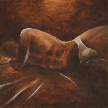 Painting titled "Male Nude Sleeping" by Anton Maliar, Original Artwork, Acrylic