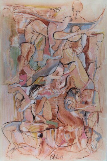 Pintura titulada "La traversée du dés…" por Odélo, Obra de arte original, Acrílico Montado en Cartulina