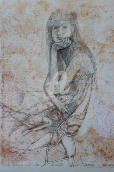 Dessin intitulée "la femme est la chi…" par Odélo, Œuvre d'art originale, Crayon