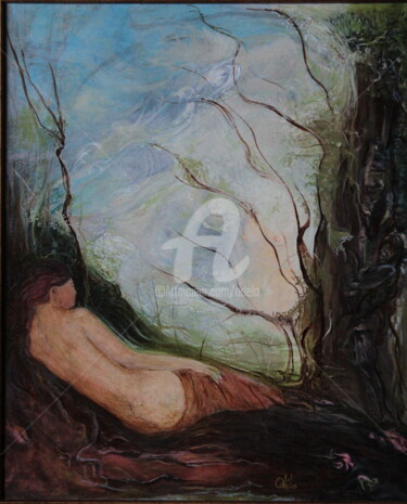 제목이 "Le balcon de Thérèse"인 미술작품 Odélo로, 원작, 기름 나무 들것 프레임에 장착됨