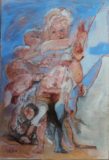 Pintura intitulada "Evasion" por Odélo, Obras de arte originais, Acrílico Montado em Cartão