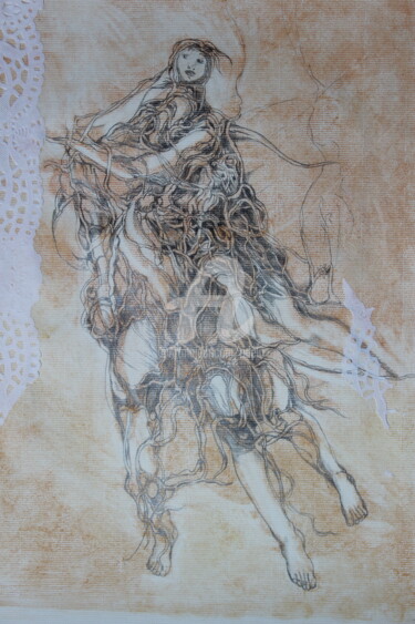 Dessin intitulée "Le messager du vent" par Odélo, Œuvre d'art originale, Crayon
