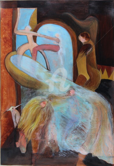 Картина под названием "L'Amour se ramasse…" - Odélo, Подлинное произведение искусства, Акрил