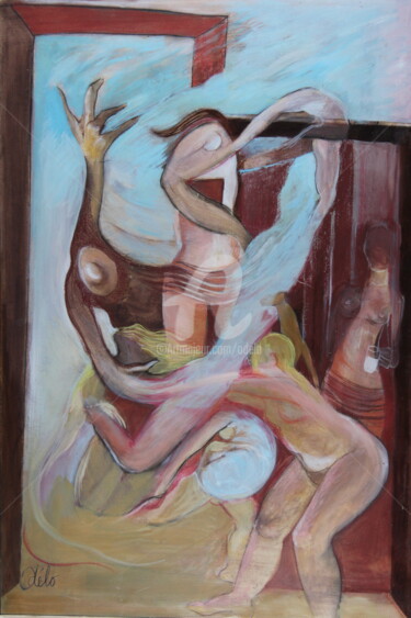 Dessin intitulée "La valse a plein te…" par Odélo, Œuvre d'art originale, Acrylique