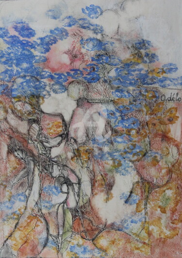 Pintura titulada "Champ fleuri" por Odélo, Obra de arte original, Acrílico Montado en Plexiglás