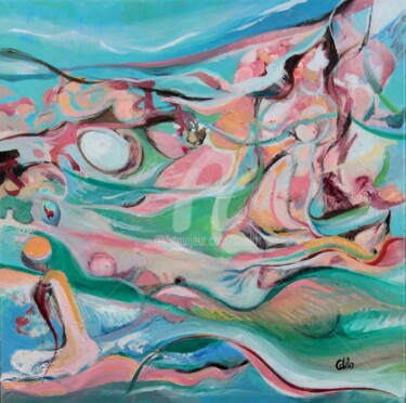 Картина под названием "La vague à l’âme" - Odélo, Подлинное произведение искусства, Масло Установлен на Деревянная рама для…