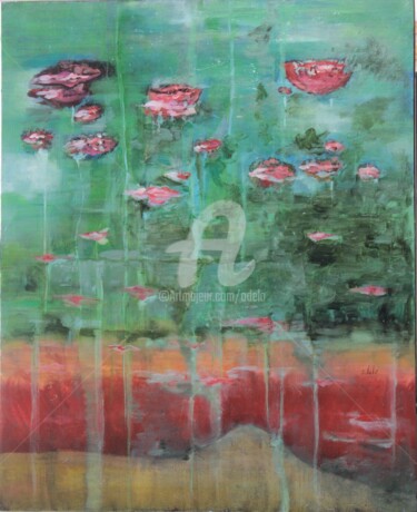 Peinture intitulée "Le rideau de pluie" par Odélo, Œuvre d'art originale, Huile Monté sur Châssis en bois
