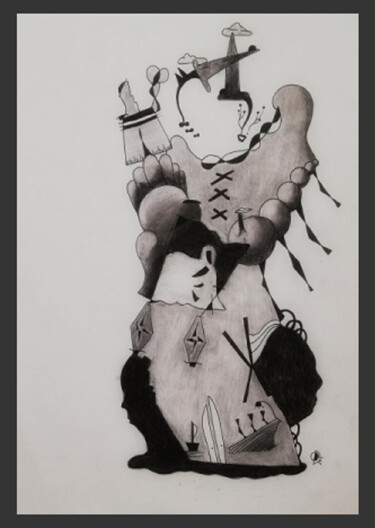 Drawing titled "Sensualité" by Ode Nieto, Original Artwork, Charcoal