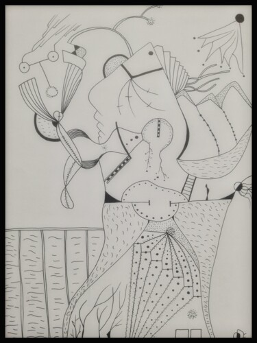 Dibujo titulada "Le gardien de l'éme…" por Ode Nieto, Obra de arte original, Tinta