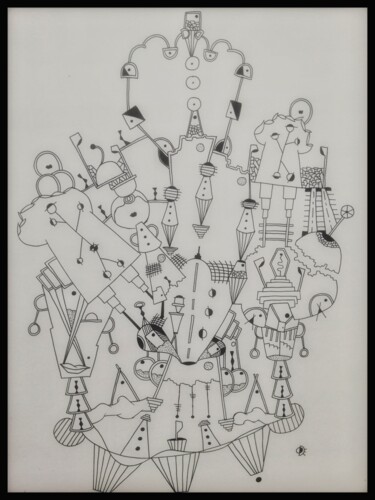 Zeichnungen mit dem Titel "Le pantin noir et b…" von Ode Nieto, Original-Kunstwerk, Tinte