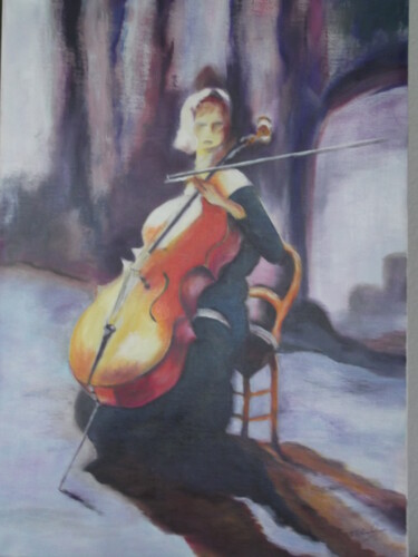 Painting titled "Sur scène" by Odette Carre (Etchevers M-J), Original Artwork, Oil Mounted on Wood Stretcher frame