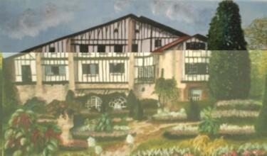 Pintura intitulada "La maison d'Arnaga…" por Odette Carre (Etchevers M-J), Obras de arte originais, Óleo Montado em Armação…