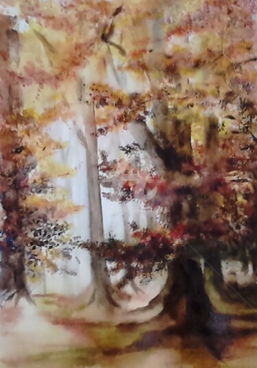 Schilderij getiteld "2017-foret-2.jpg" door Aquarelles D'Ô, Origineel Kunstwerk, Aquarel