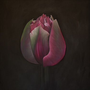 Painting titled "Tulipe 01" by Odile Faure, Original Artwork, Oil