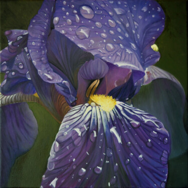 Painting titled "Iris 04" by Odile Faure, Original Artwork, Oil