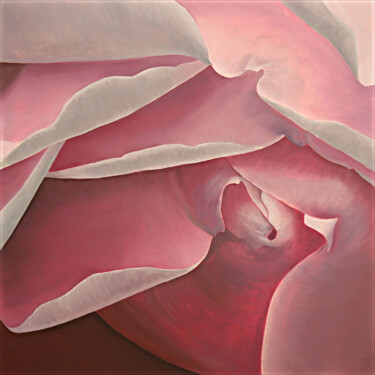 Painting titled "Rose 03" by Odile Faure, Original Artwork, Oil Mounted on Wood Stretcher frame