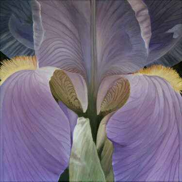 Malarstwo zatytułowany „Iris 05” autorstwa Odile Faure, Oryginalna praca, Olej Zamontowany na Drewniana rama noszy