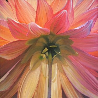 Картина под названием "Dahlia 05" - Odile Faure, Подлинное произведение искусства, Масло Установлен на Деревянная рама для н…