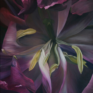 Malerei mit dem Titel "Tulipe 03" von Odile Faure, Original-Kunstwerk, Öl Auf Keilrahmen aus Holz montiert