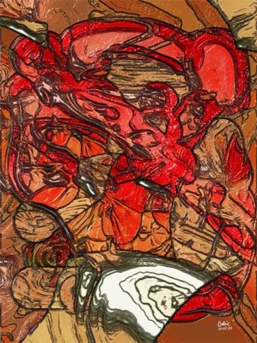 Peinture intitulée "autoptie d'un pavot" par Maurice Odic, Œuvre d'art originale, Huile