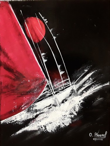 Peinture intitulée "Les voiliers rouge…" par Odile Bourel, Œuvre d'art originale, Acrylique