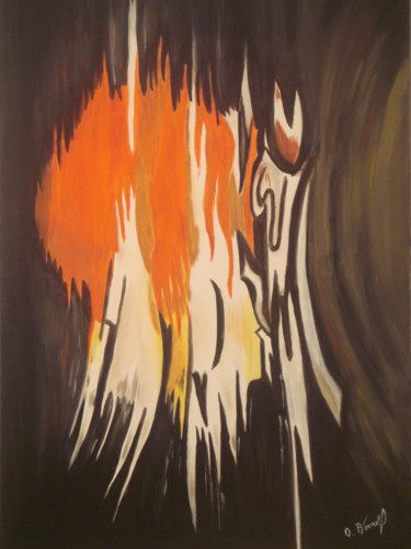 Peinture intitulée "soleil couchant" par Odile Bourel, Œuvre d'art originale, Huile
