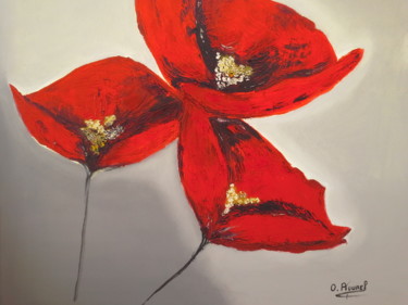 Peinture intitulée "pavot rouge" par Odile Bourel, Œuvre d'art originale