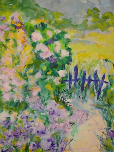 Painting titled "Herbes folles 1" by Odile Degand, Original Artwork, Acrylic Mounted on Wood Stretcher frame