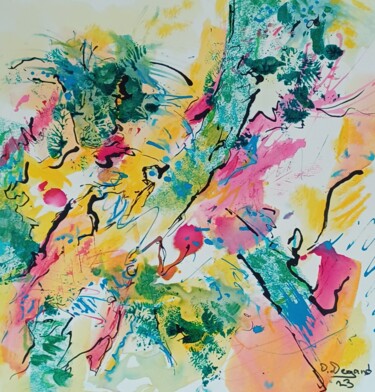 Malerei mit dem Titel "Quand fleurit la sa…" von Odile Degand, Original-Kunstwerk, Tinte