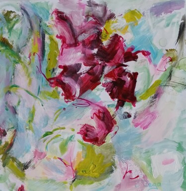 Painting titled "Fantaisie pourpre 1" by Odile Degand, Original Artwork, Acrylic