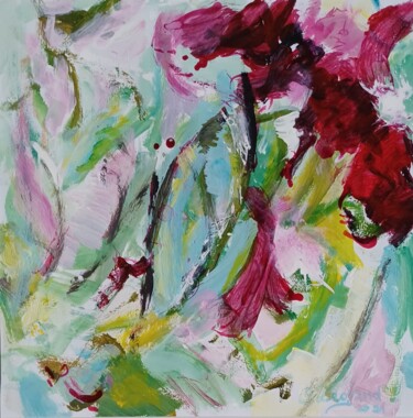 Painting titled "Fantaisie pourpre /…" by Odile Degand, Original Artwork, Acrylic