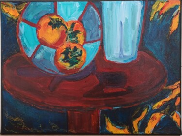 Painting titled "Parfum d'automne" by Odile Degand, Original Artwork, Acrylic Mounted on Wood Stretcher frame