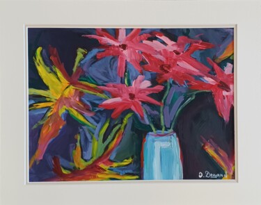 Painting titled "Bouquet d'automne" by Odile Degand, Original Artwork, Acrylic