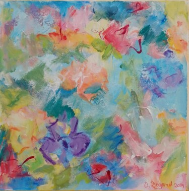 Painting titled "Floralies 1A" by Odile Degand, Original Artwork, Acrylic Mounted on Wood Stretcher frame
